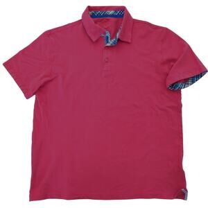 BUGATCHI Uomo Dark Coral Short Sleeve Polo 3 Button Men's Size Large